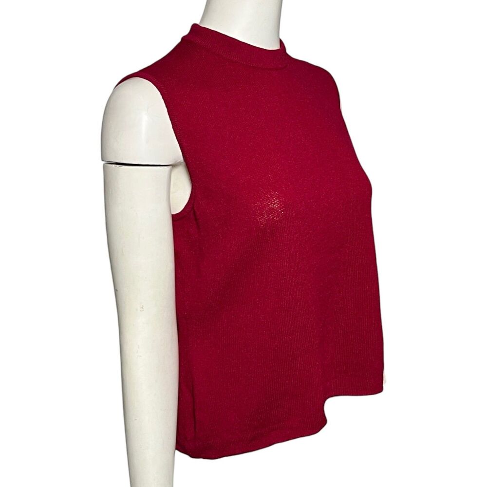 St. John Sleeveless Mock Neck Knit Top Pink Raspberry Shell Zip Shoulder Small - Picture 3 of 9
